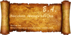 Beczkes Annunciáta névjegykártya